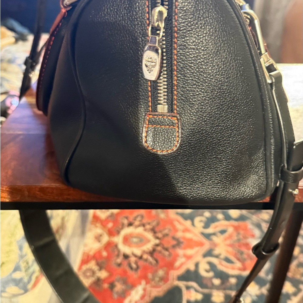 MCM Black Satchel with Red Accents 11x9 - Picture 2 of 14